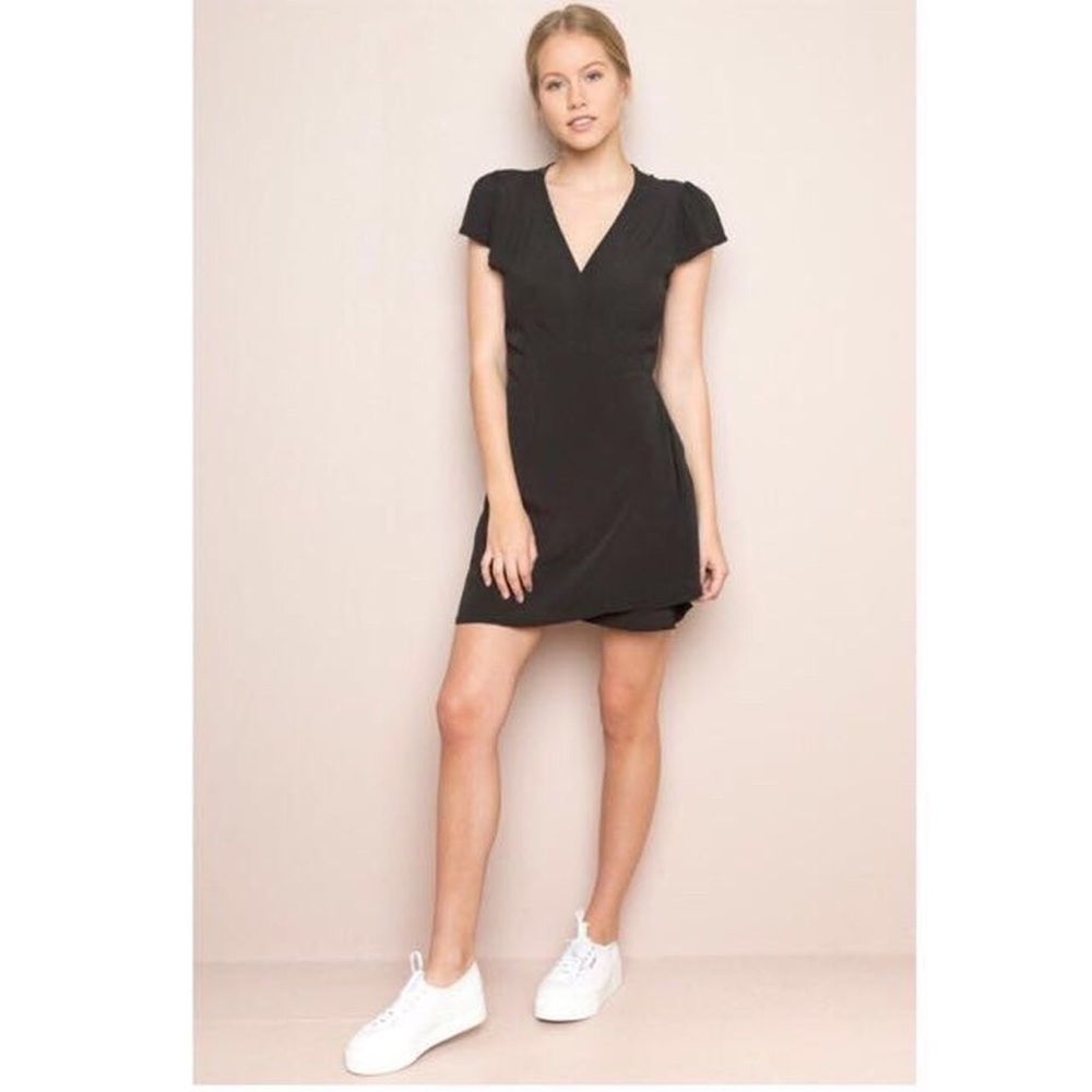 Brandy Melville Black Cotton Wrap-Dress